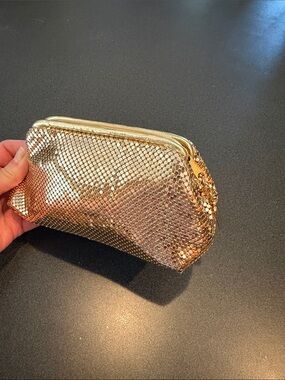 Whiting & Davis Gold Mesh Cosmetic Zip Pouch